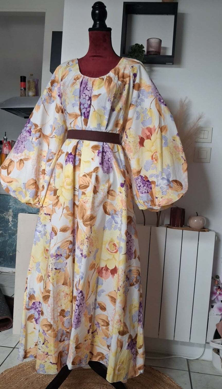 Robe longue oversize imprimée manche boule