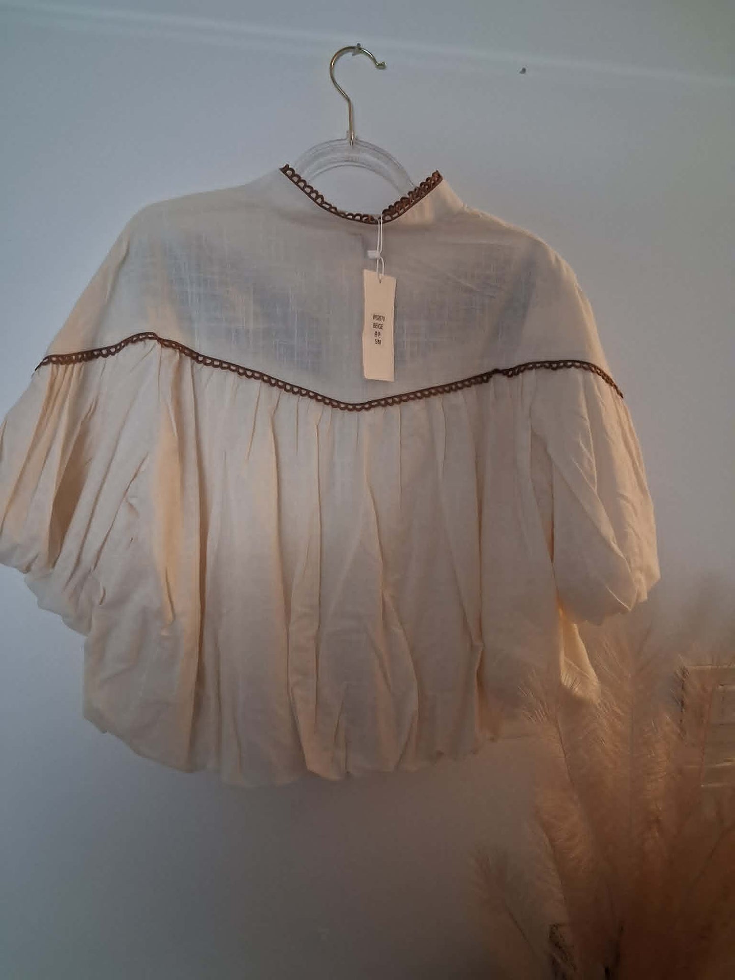 chemise toute brodée manches courtes boules